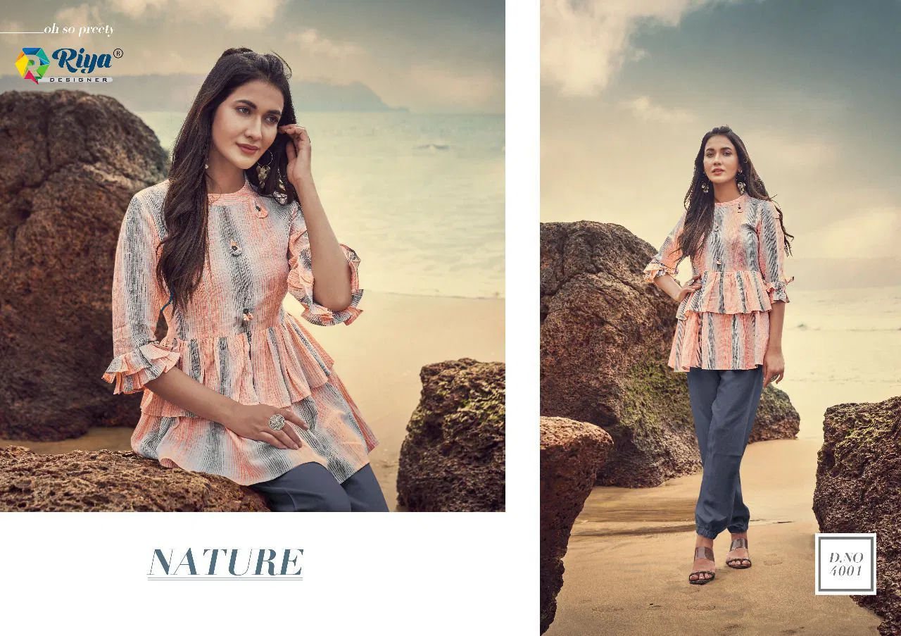 Riya Western 4 Fancy Stylish Wear Cotton Top With Bottom Collection 